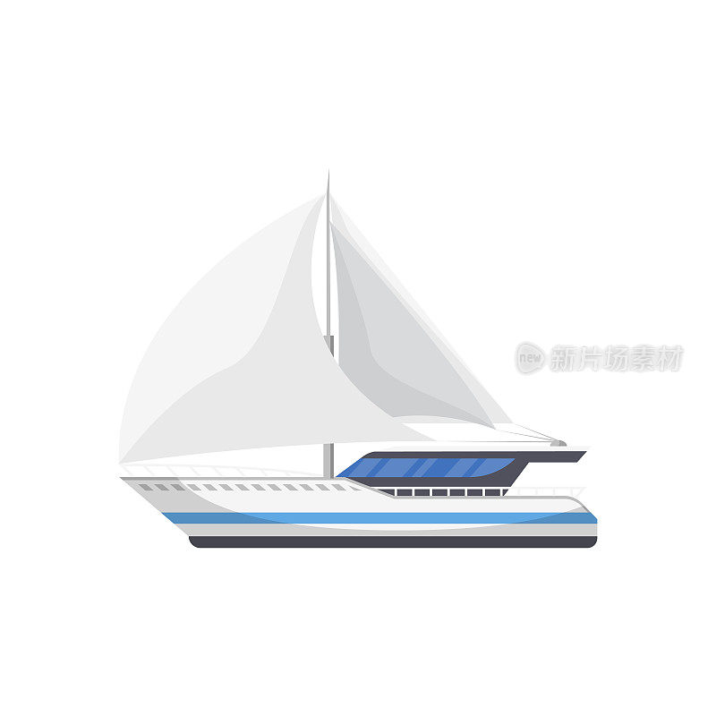 Passenger sailboat side view isolated icon